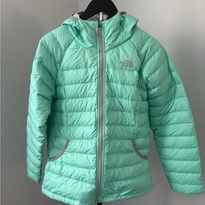 The North Face Girls' Double Down Hooded Jacket Bermuda (Mint) Green (Size XL)